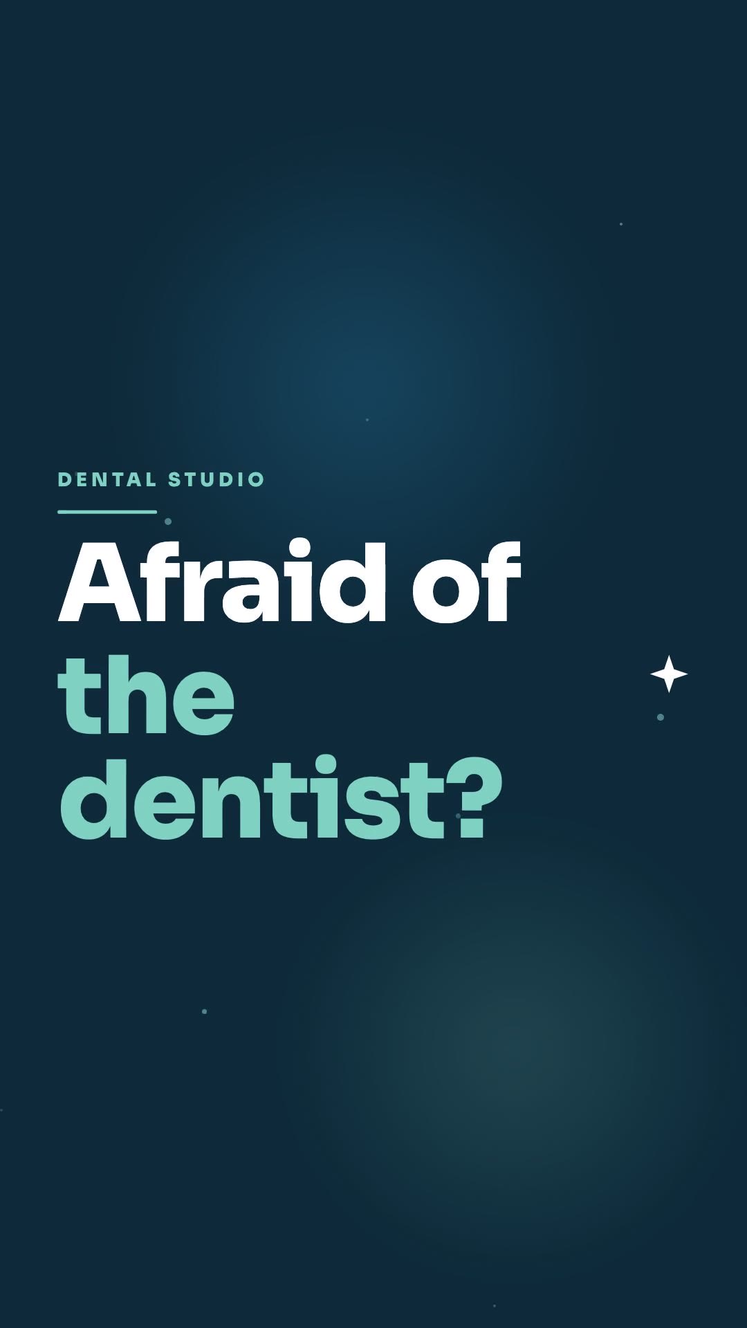 Frame from the dental teaser — kinetic typography